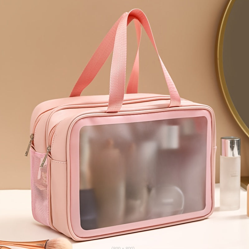 DE: Elegante Reise-Kosmetiktasche mit PVC-Futter und Letter-Design – Perfekt für Fitness, Business oder Reisen