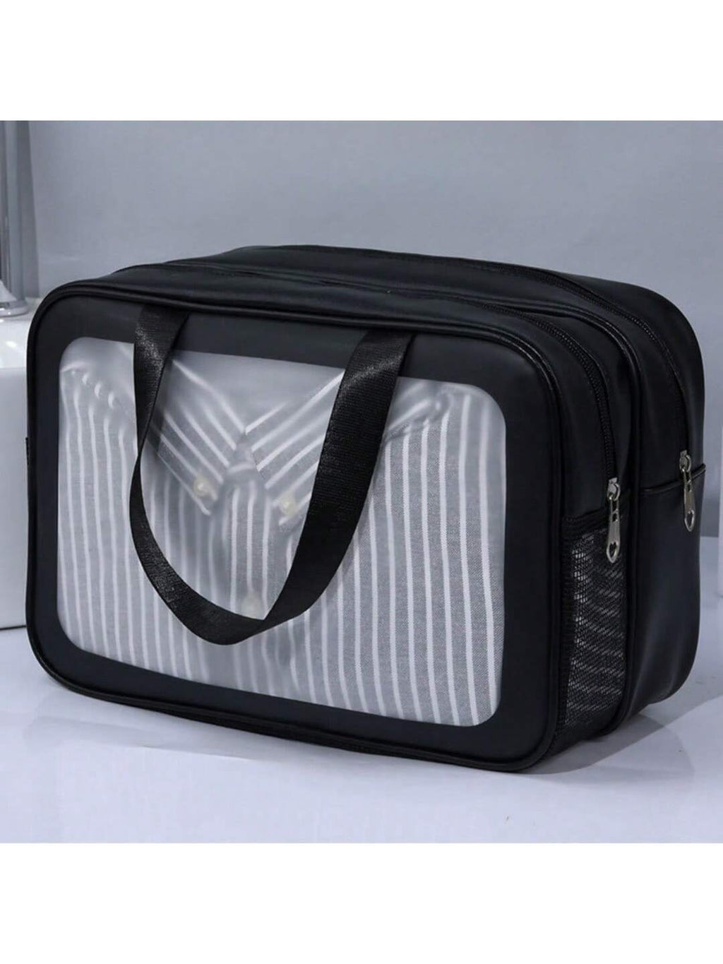 DE: Elegante Reise-Kosmetiktasche mit PVC-Futter und Letter-Design – Perfekt für Fitness, Business oder Reisen
