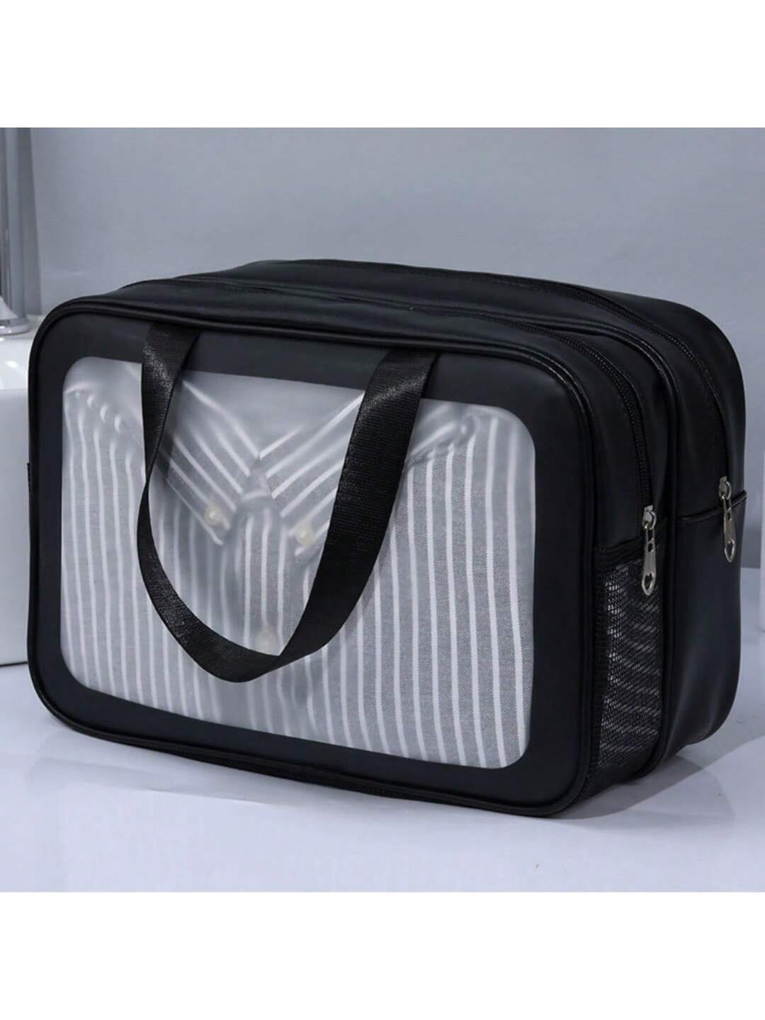 DE: Elegante Reise-Kosmetiktasche mit PVC-Futter und Letter-Design – Perfekt für Fitness, Business oder Reisen