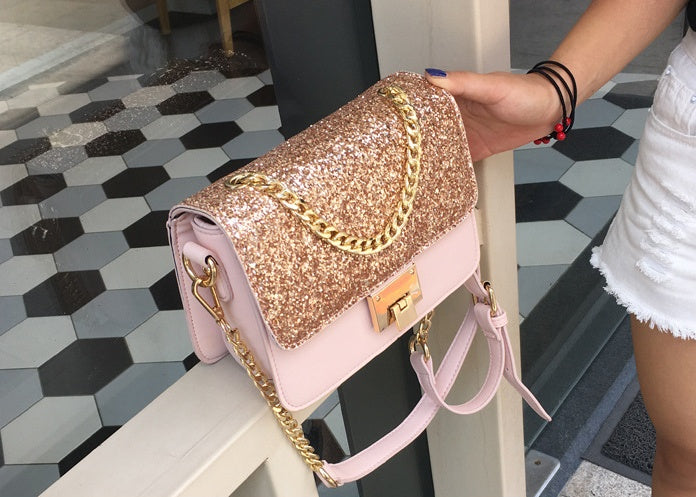 Damen-Shopper im modischen Design – Kleine, quadratische PU-Tasche mit Pailletten