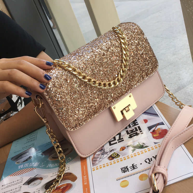 Damen-Shopper im modischen Design – Kleine, quadratische PU-Tasche mit Pailletten