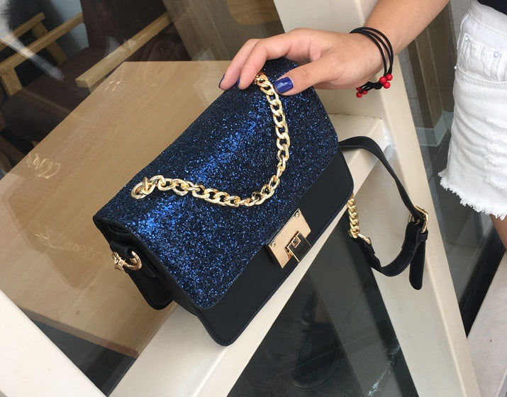 Damen-Shopper im modischen Design – Kleine, quadratische PU-Tasche mit Pailletten