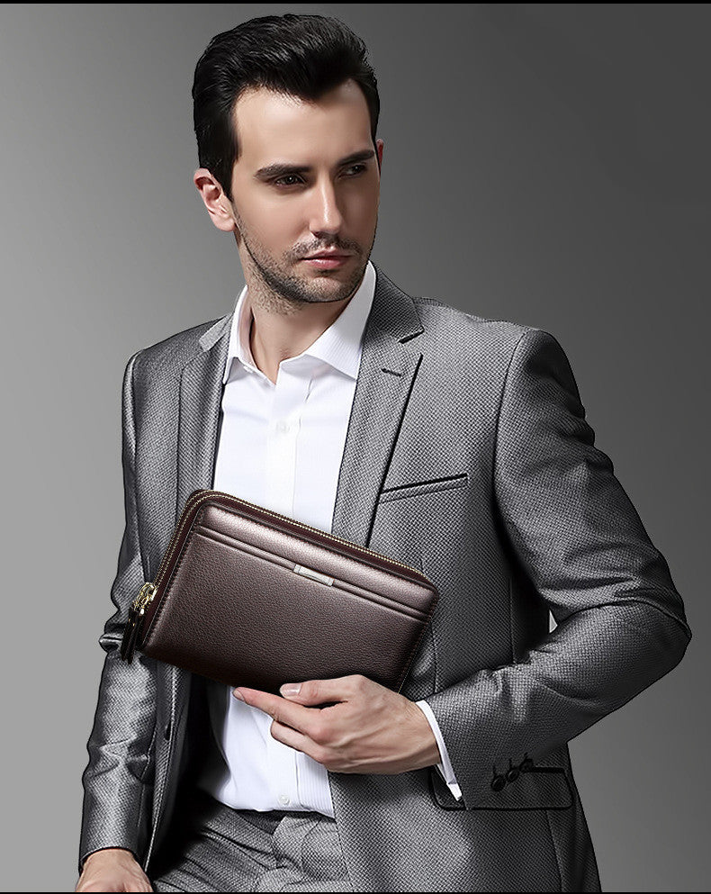 Herren-Geschäftstasche aus Leder – Hand-, Umhänge- & Businesstasche mit Reißverschluss