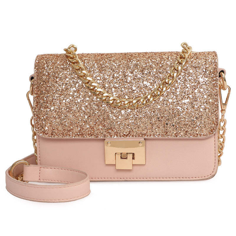Damen-Shopper im modischen Design – Kleine, quadratische PU-Tasche mit Pailletten