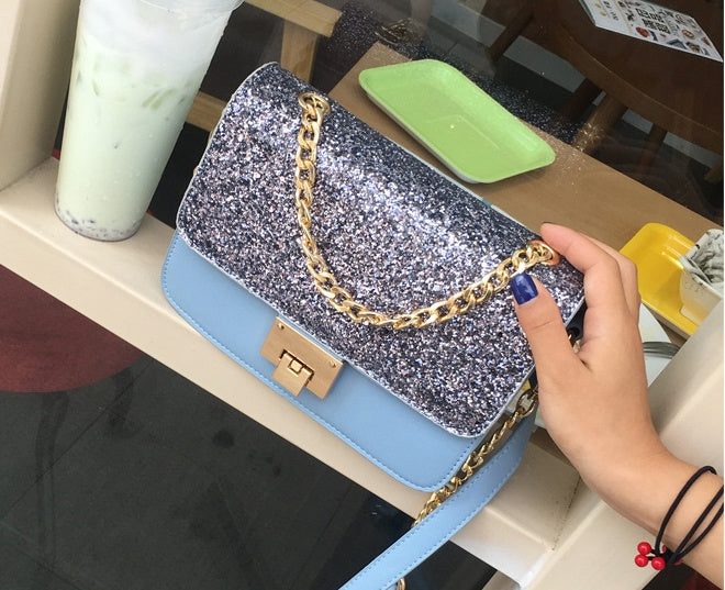 Damen-Shopper im modischen Design – Kleine, quadratische PU-Tasche mit Pailletten