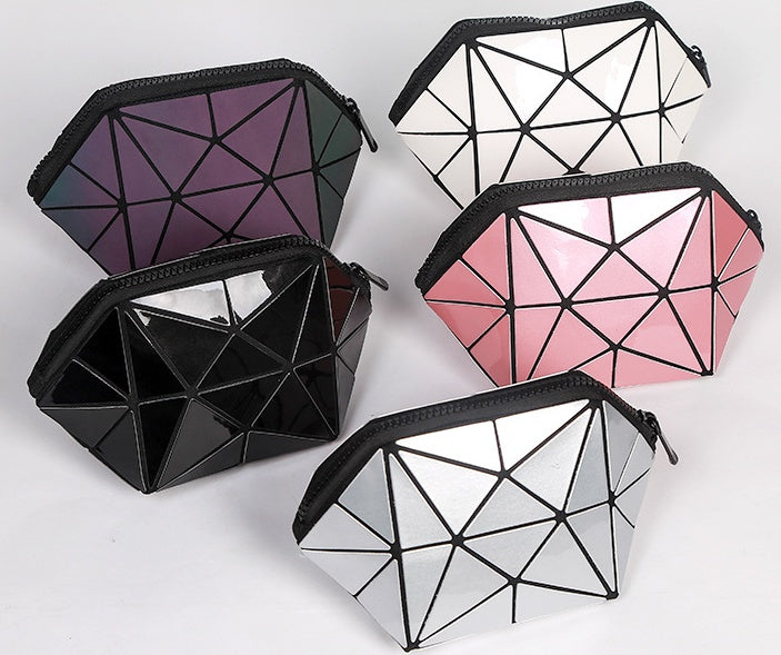 Modische geometrische Kosmetiktasche für Damen – Organizer mit Reißverschluss, leicht, faltbar, ideal für Reisen