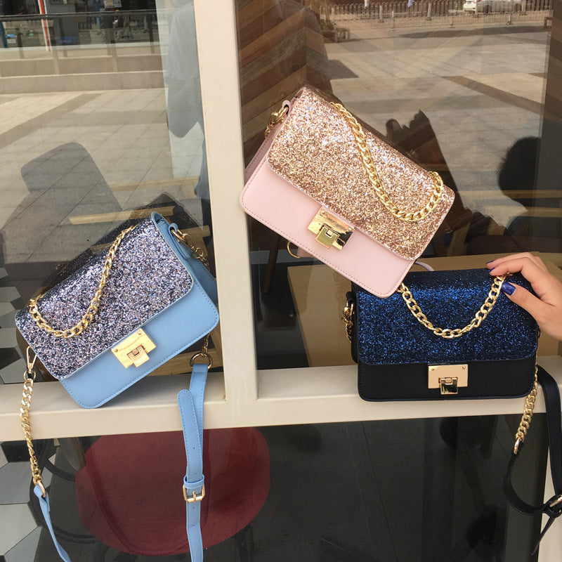 Damen-Shopper im modischen Design – Kleine, quadratische PU-Tasche mit Pailletten