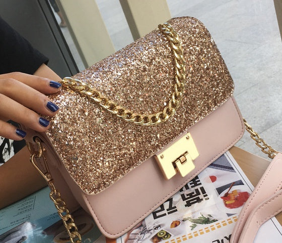Damen-Shopper im modischen Design – Kleine, quadratische PU-Tasche mit Pailletten