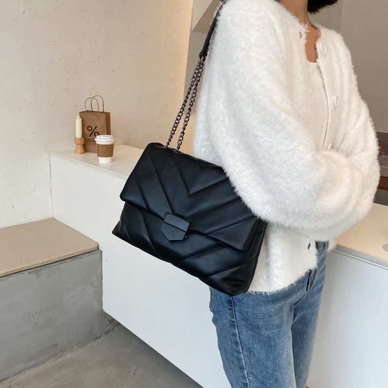 Bestickte kleine Umhängetasche aus PU-Leder für Damen – Trendige Marken-Handtasche mit Schulterriemen