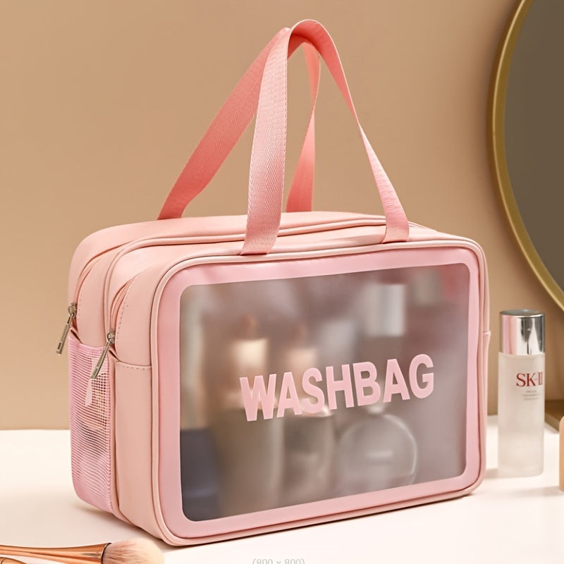 DE: Elegante Reise-Kosmetiktasche mit PVC-Futter und Letter-Design – Perfekt für Fitness, Business oder Reisen