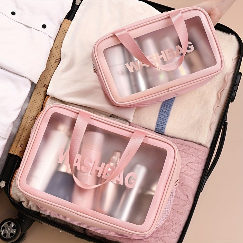 DE: Elegante Reise-Kosmetiktasche mit PVC-Futter und Letter-Design – Perfekt für Fitness, Business oder Reisen