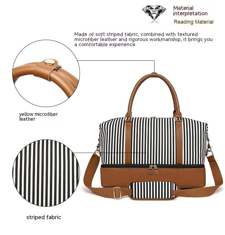 Damen-Reisetasche mit Streifenmuster aus Canvas