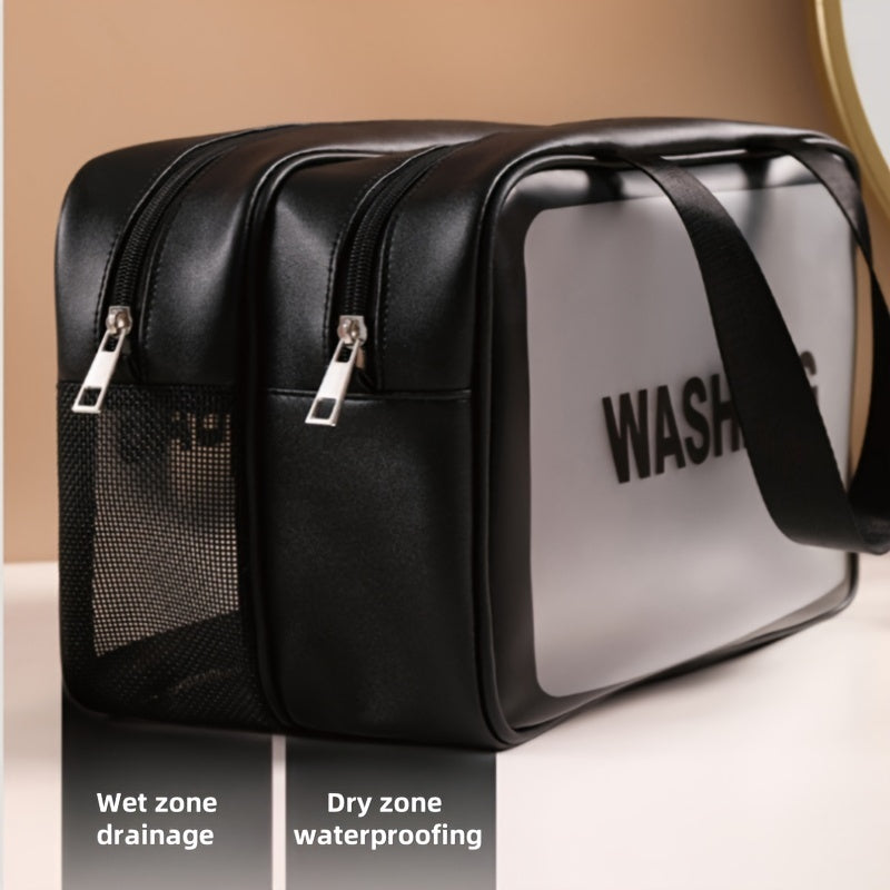 DE: Elegante Reise-Kosmetiktasche mit PVC-Futter und Letter-Design – Perfekt für Fitness, Business oder Reisen