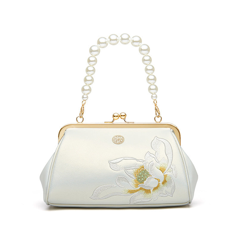 Clutch im Han-chinesischen Stil – Handbestickte Mini-Tasche aus Rindsleder