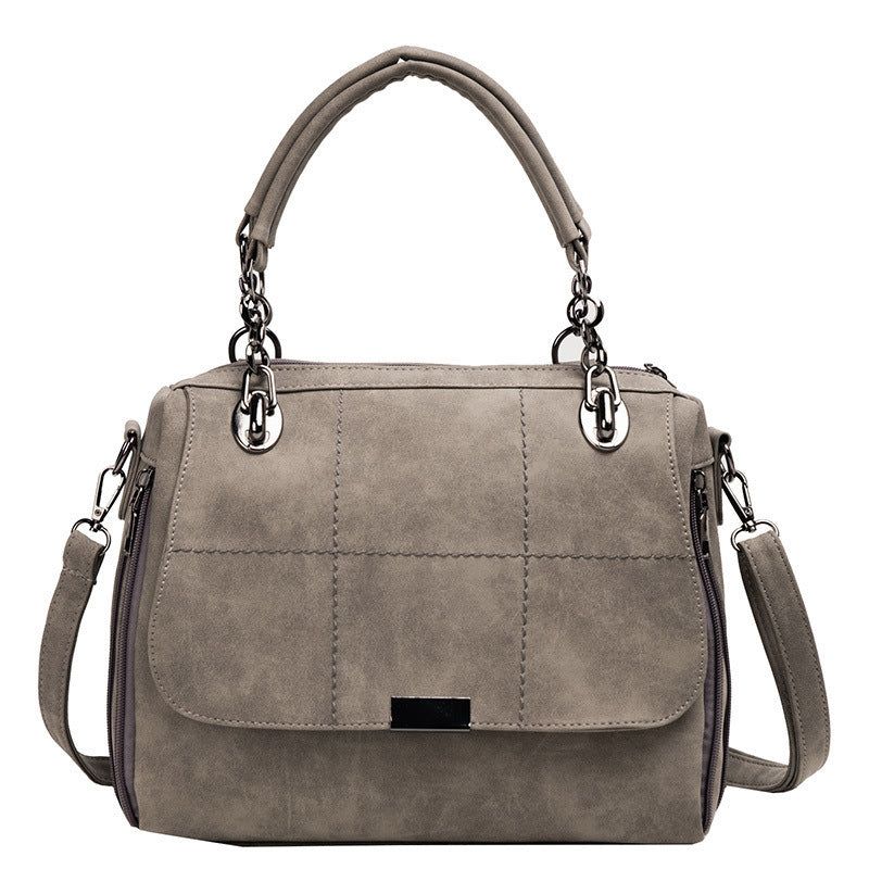 Matte Damen-Schultertasche im Scrub-Look, große Kapazität, Matcha-Grün aus PU-Leder – Boston-Bag für Reisen
