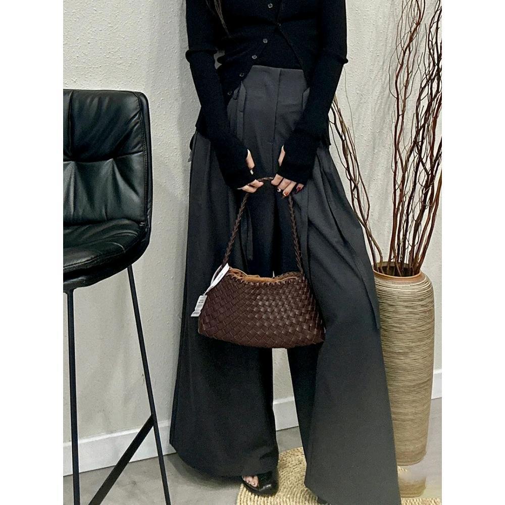 Geflochtene Dumpling-Bag aus Echtleder – Damen-Hand- und Schultertasche