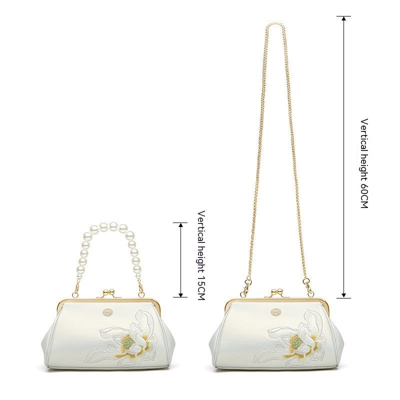 Clutch im Han-chinesischen Stil – Handbestickte Mini-Tasche aus Rindsleder