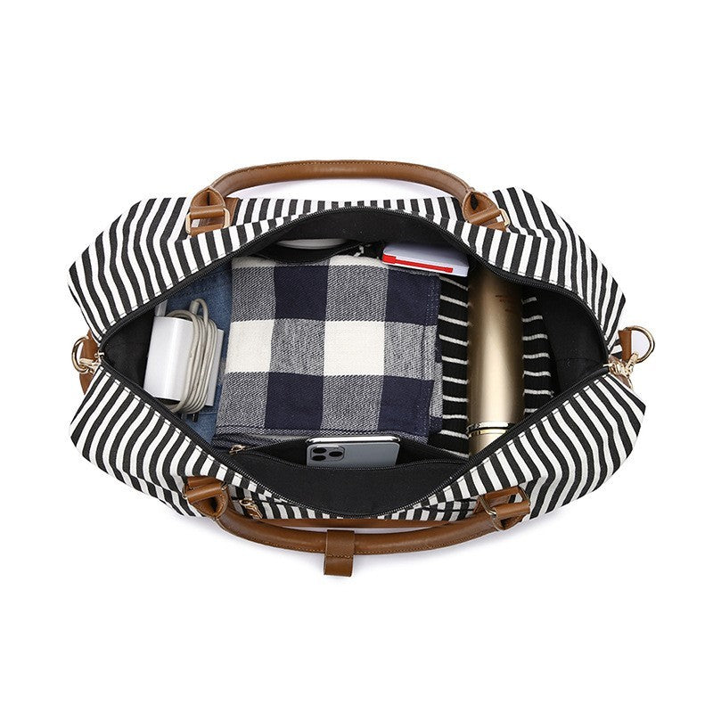 Damen-Reisetasche mit Streifenmuster aus Canvas