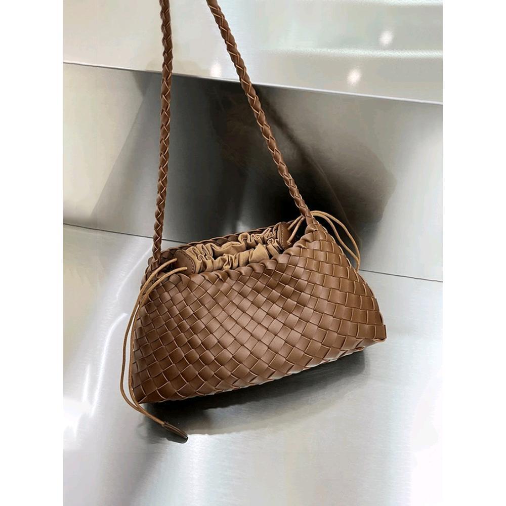 Geflochtene Dumpling-Bag aus Echtleder – Damen-Hand- und Schultertasche